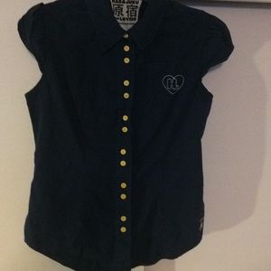 Harajuku lovers blue button shirt